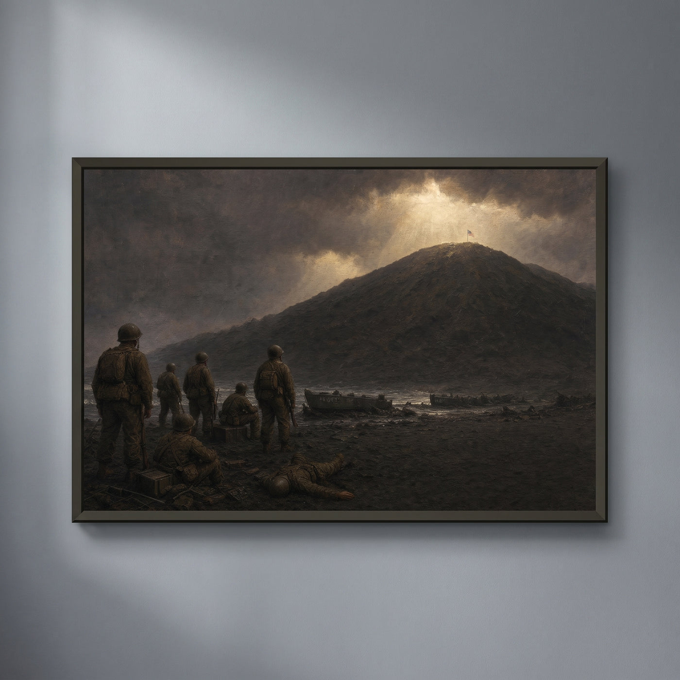 The Black Sand, Iwo Jima framed print on a plain wall