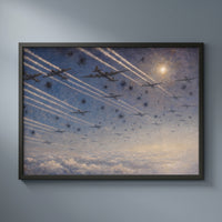 The Bomber Stream framed print on a plain wall