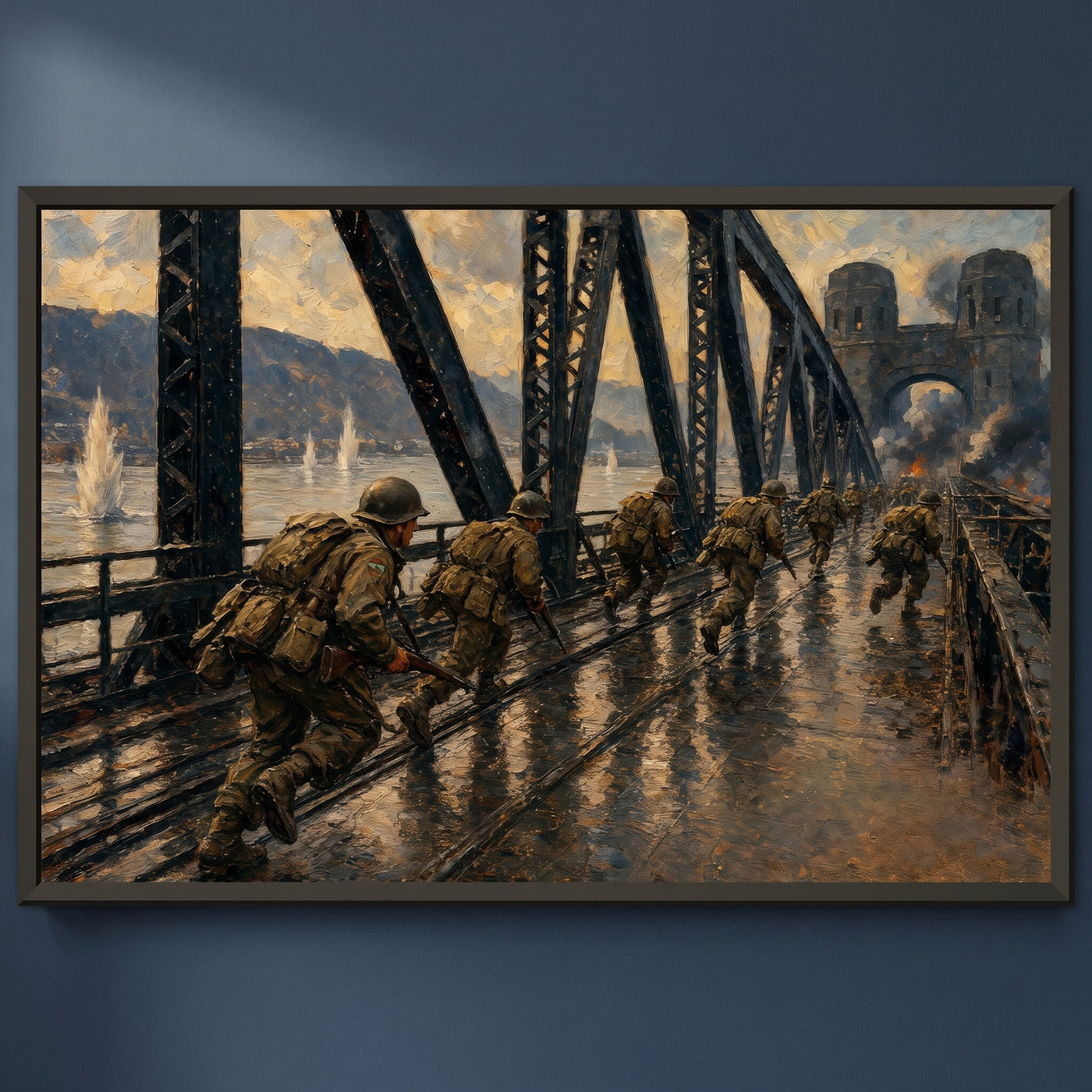The Bridge at Remagen framed print on a plain wall
