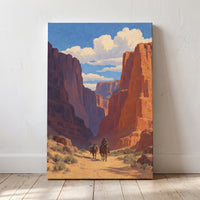 The Canyon Trail canvas print leaning against a wall
