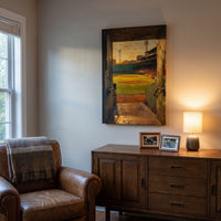 The Cathedral canvas print hanging in a den