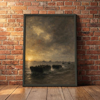 The Channel Before Dawn framed print leaning against a wall