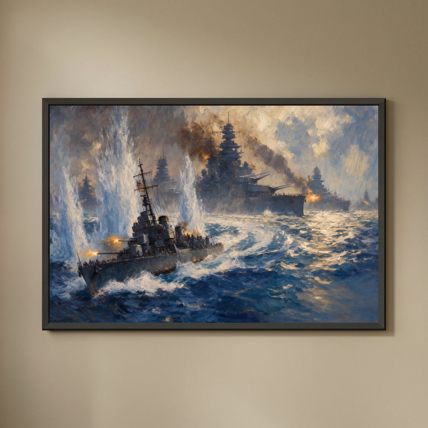 The Charge of the Johnston framed print on a plain wall