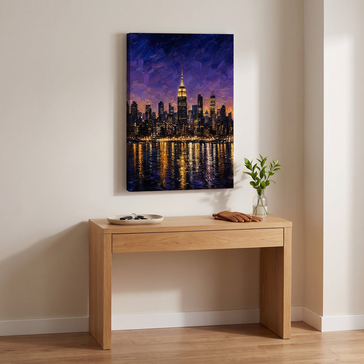 The City That Never Sleeps canvas print hanging in a home interior