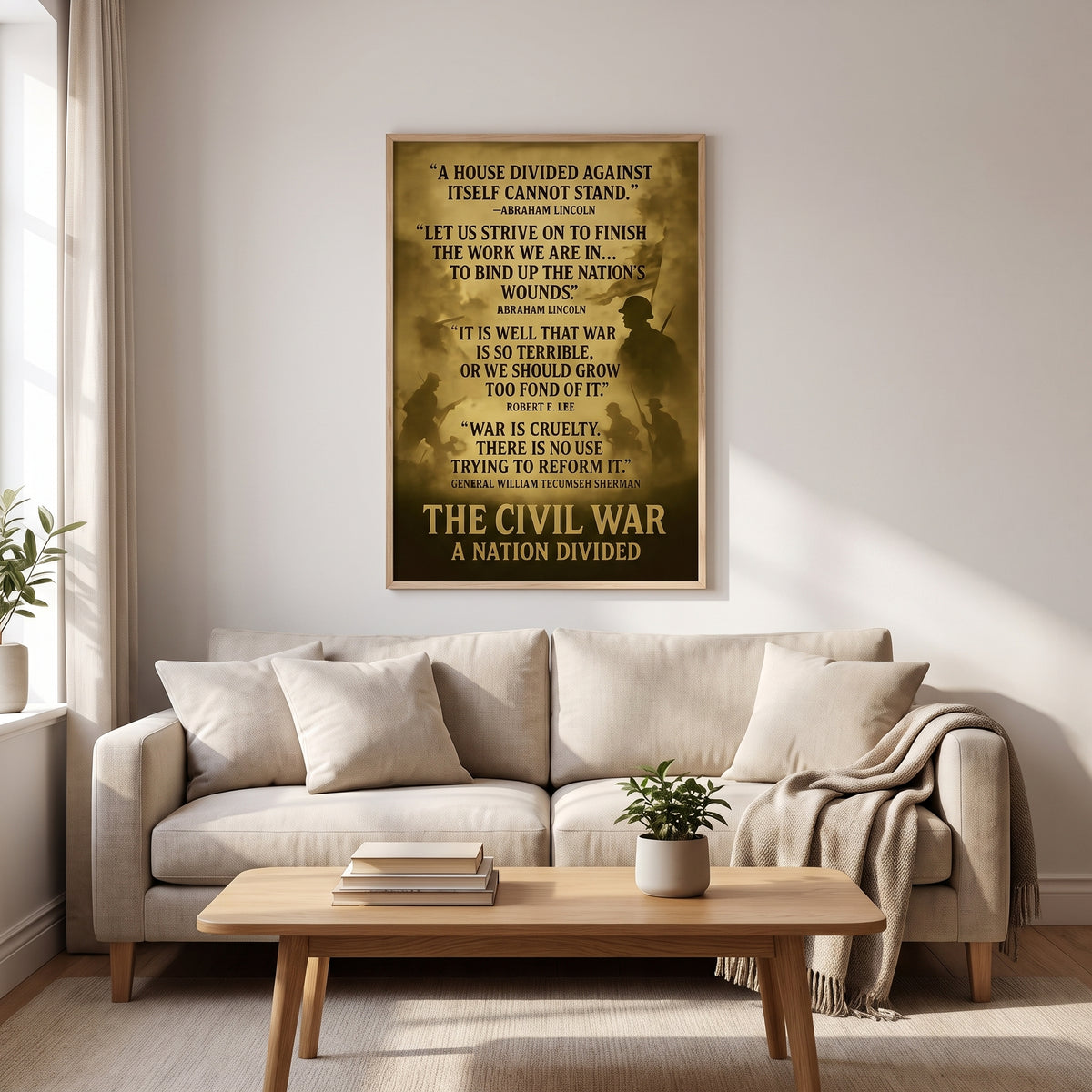 The Civil War - A Nation Divided framed print hanging in a home interior