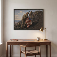 The Climb up Suribachi framed print hanging in a home interior