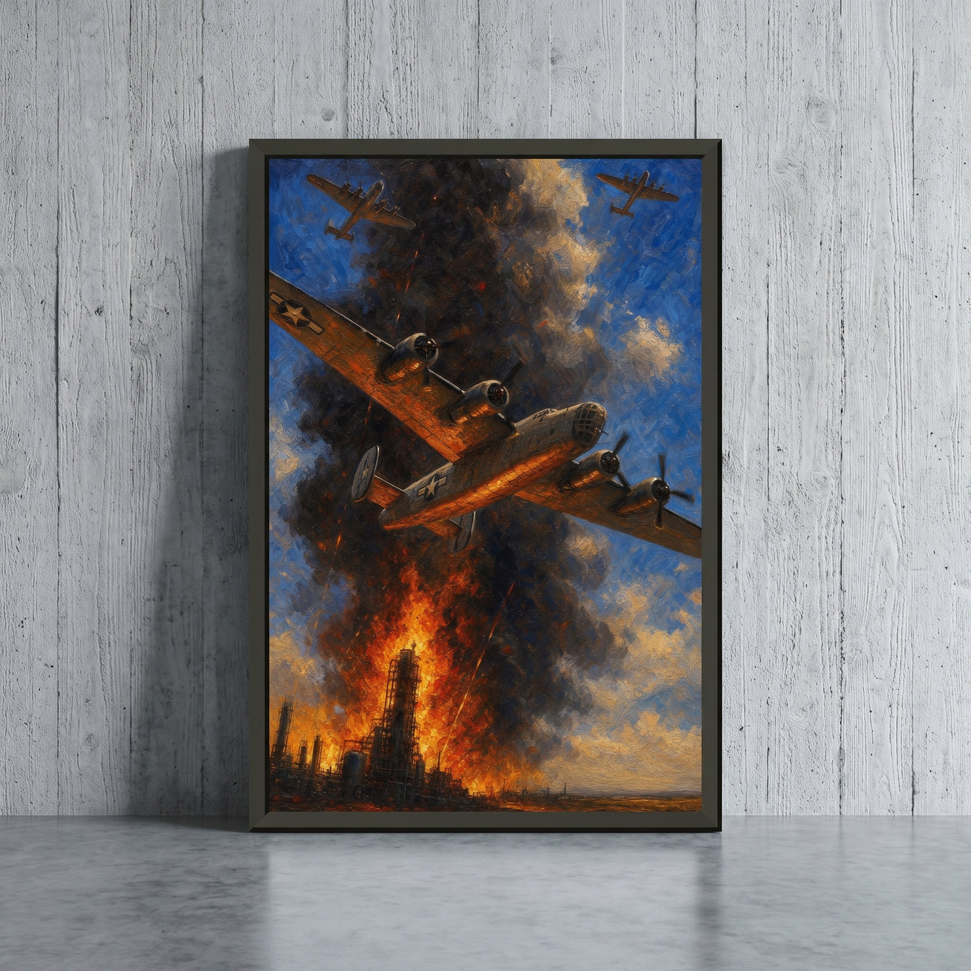 The Column at Ploesti framed print leaning against a wall