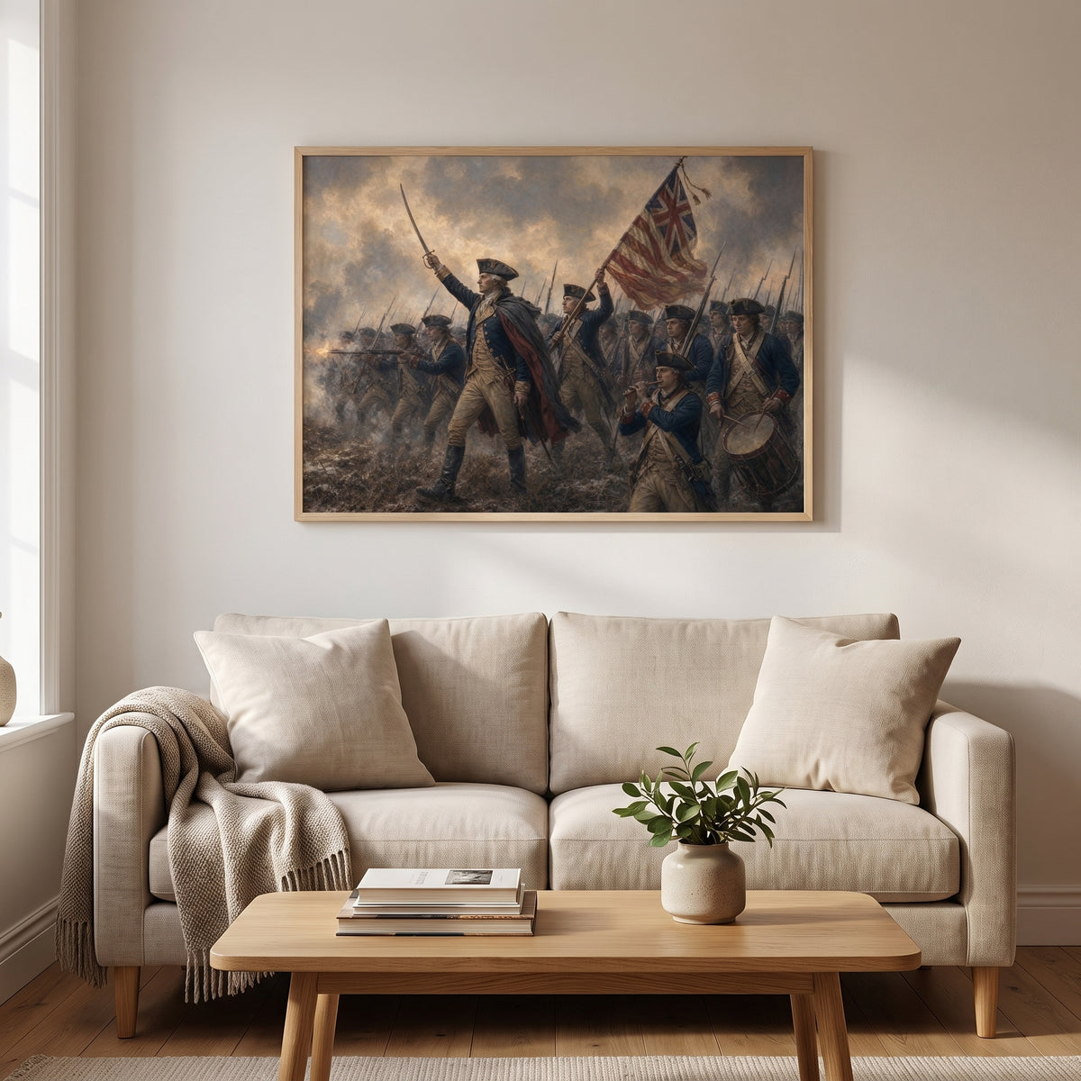 The Continental Line Advancing framed print hanging in a home interior