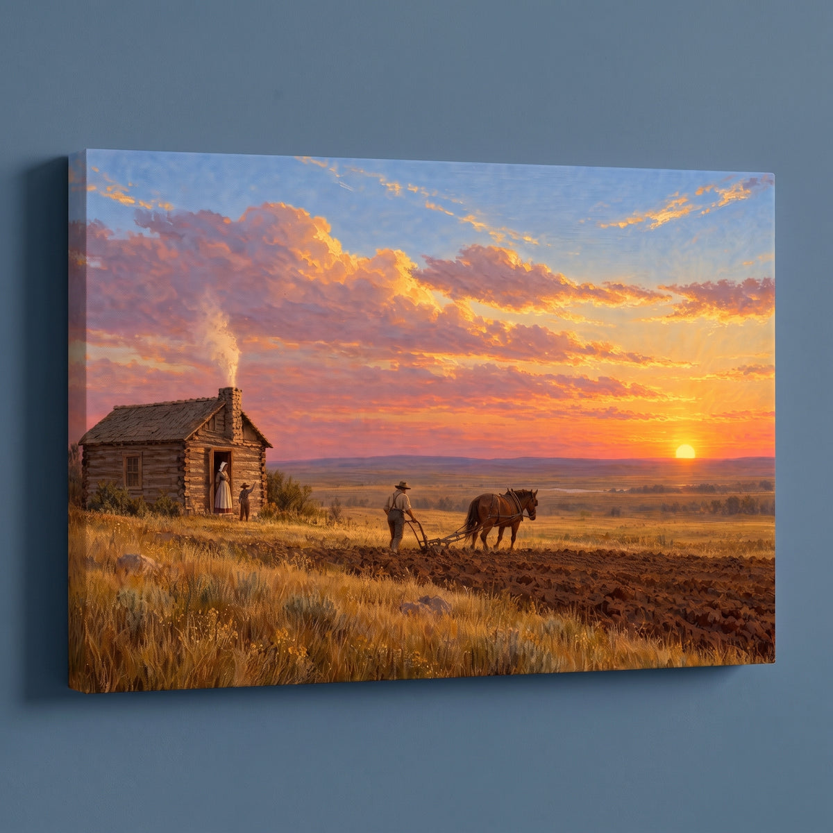 The Dakota Homestead gallery-wrapped canvas print on a plain wall