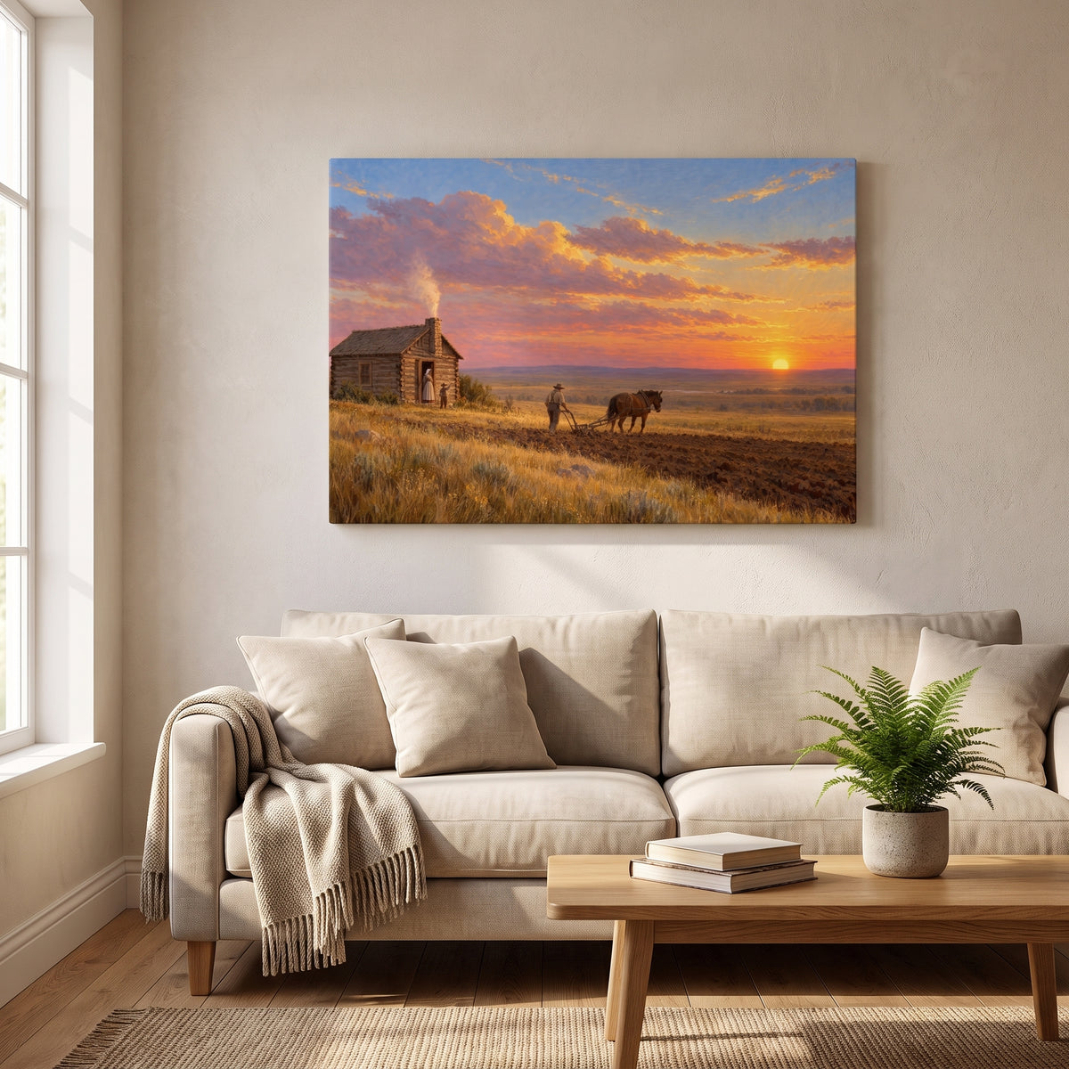 The Dakota Homestead canvas print hanging in a home interior