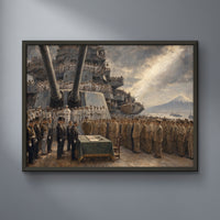 The Deck of the Missouri framed print on a plain wall