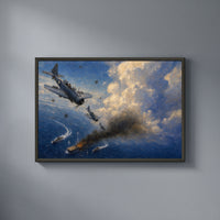 The Dive Bombers at Midway framed print on a plain wall