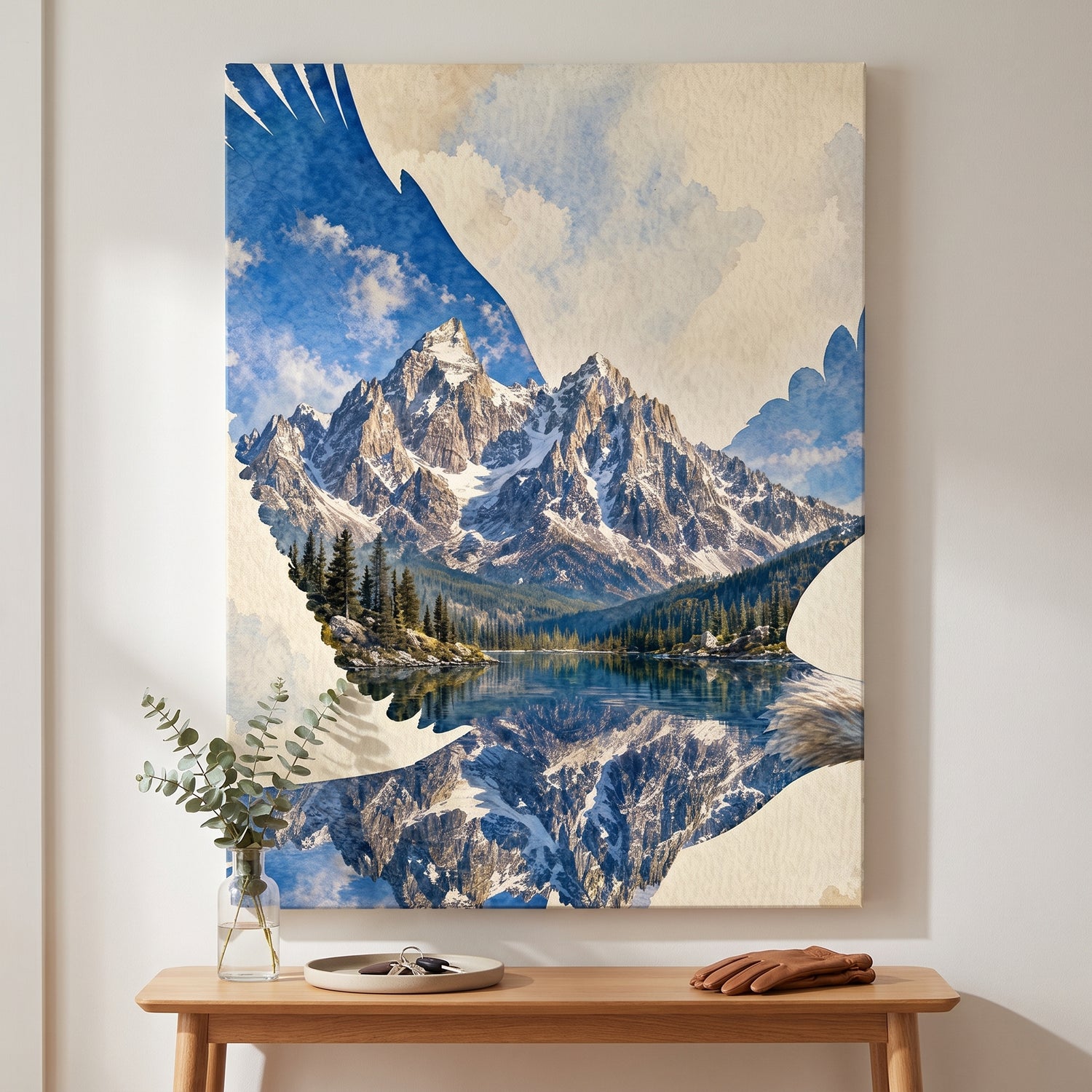The Eagle's Domain canvas print hanging in a home interior