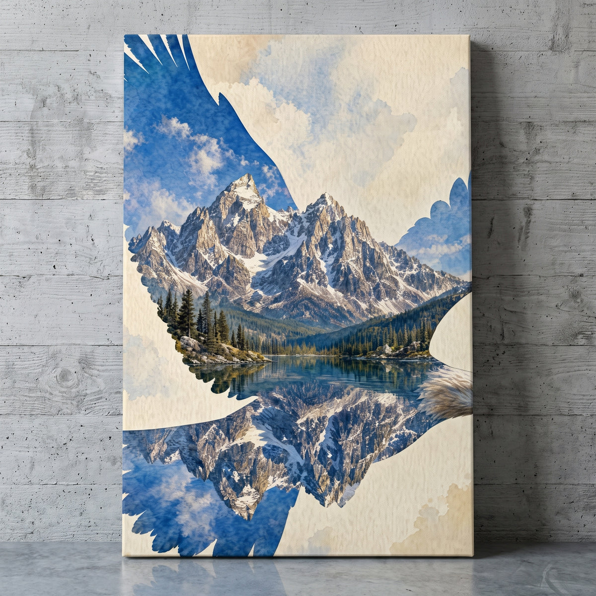 The Eagle's Domain canvas print leaning against a wall