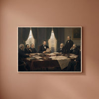 The Emancipation Proclamation framed print on a plain wall