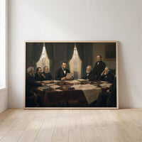 The Emancipation Proclamation framed print leaning against a wall