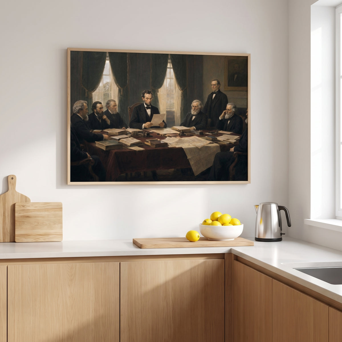 The Emancipation Proclamation framed print hanging in a home interior