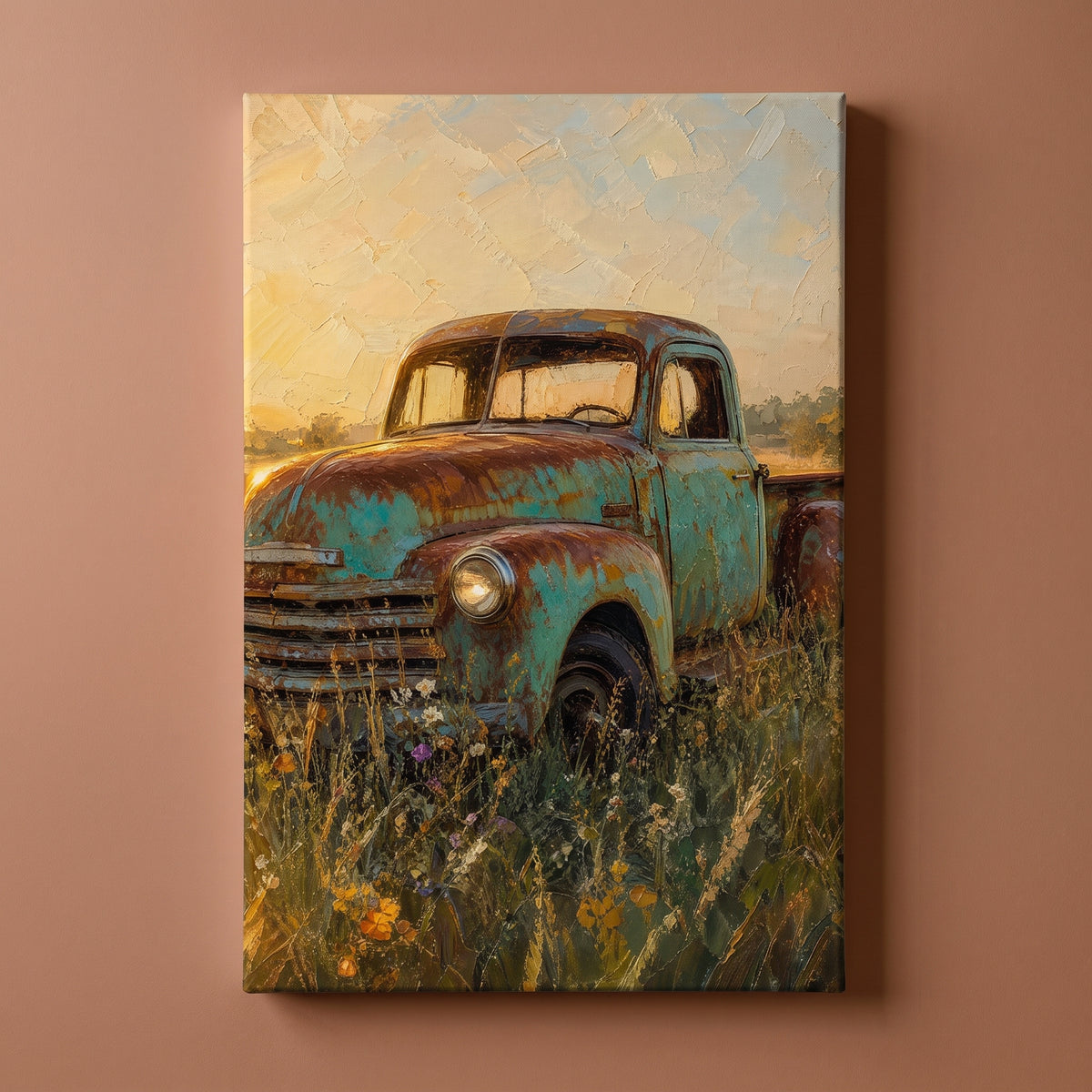 The Farm Truck gallery-wrapped canvas print on a plain wall