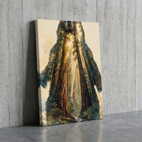 The Forest Guardian canvas print leaning against a wall