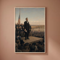 The Gettysburg Address framed print on a plain wall