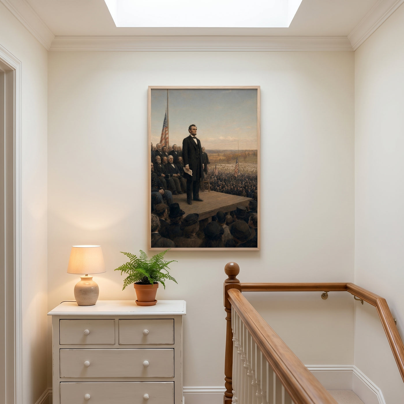 The Gettysburg Address framed print hanging in a home interior