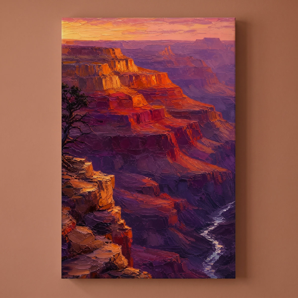 The Grand Canyon canvas print on a warm clay wall