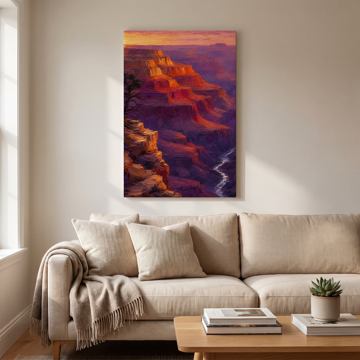 The Grand Canyon canvas print hanging in a home interior