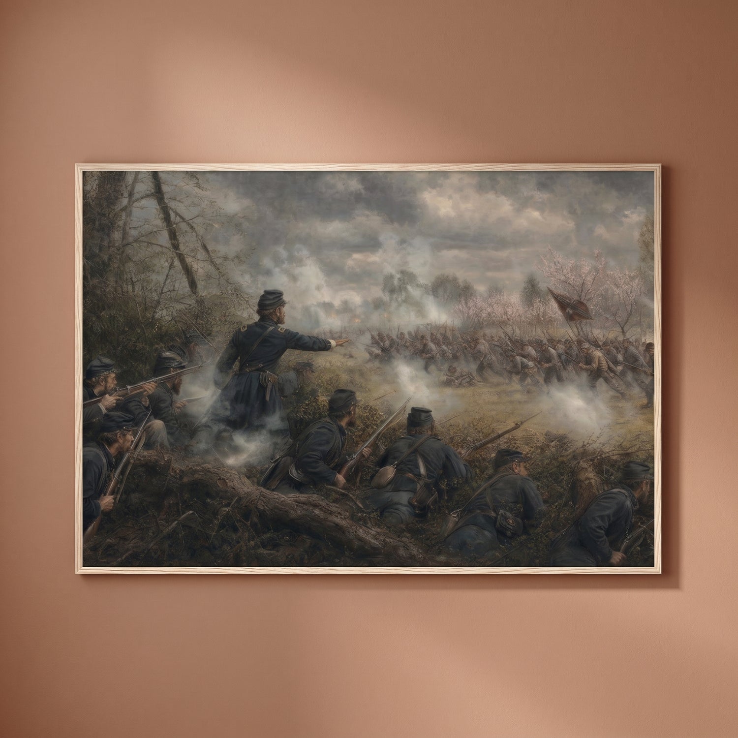 The Hornet's Nest at Shiloh framed print on a plain wall