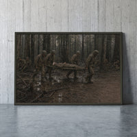 The Hurtgen Forest framed print leaning against a wall