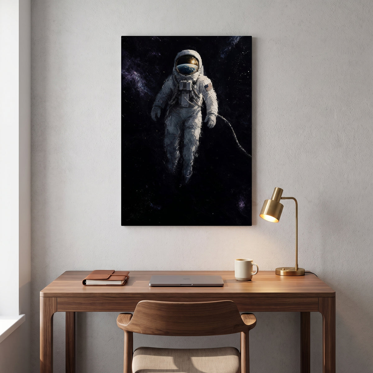 The Last Frontier canvas print hanging above a desk in a home office
