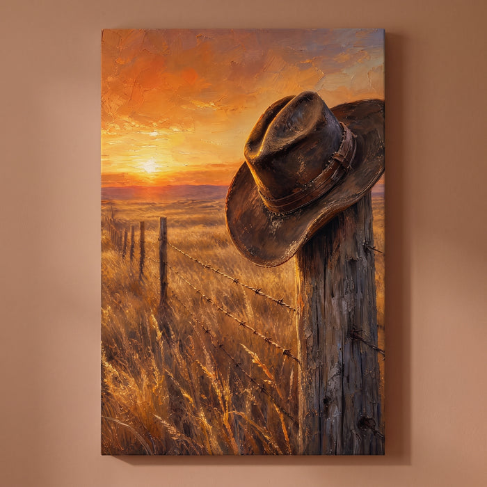 The Last Ride canvas print on a warm clay wall