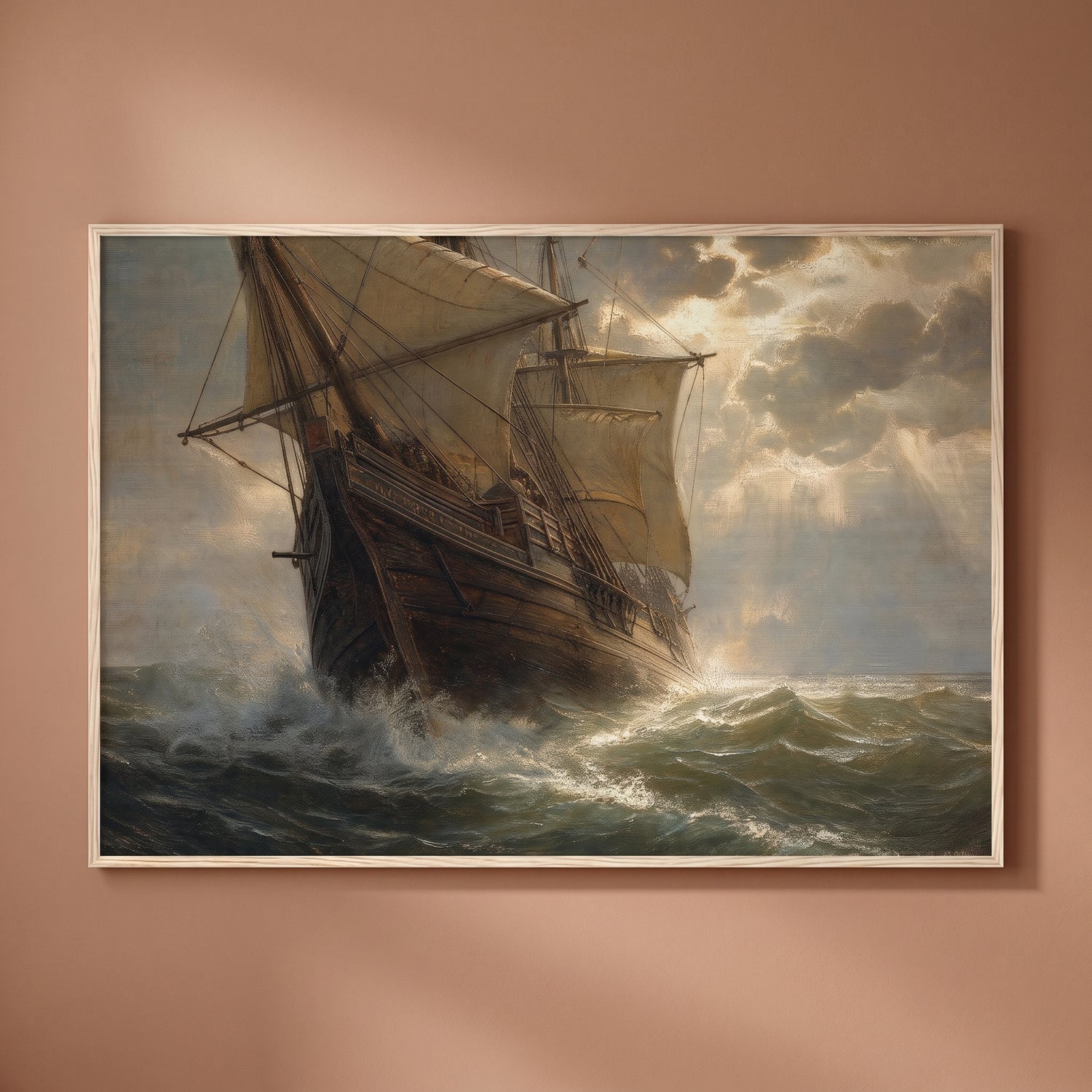 The Mayflower framed print on a plain wall