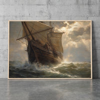 The Mayflower framed print leaning against a wall