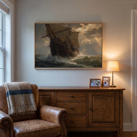 The Mayflower framed print hanging in a home interior