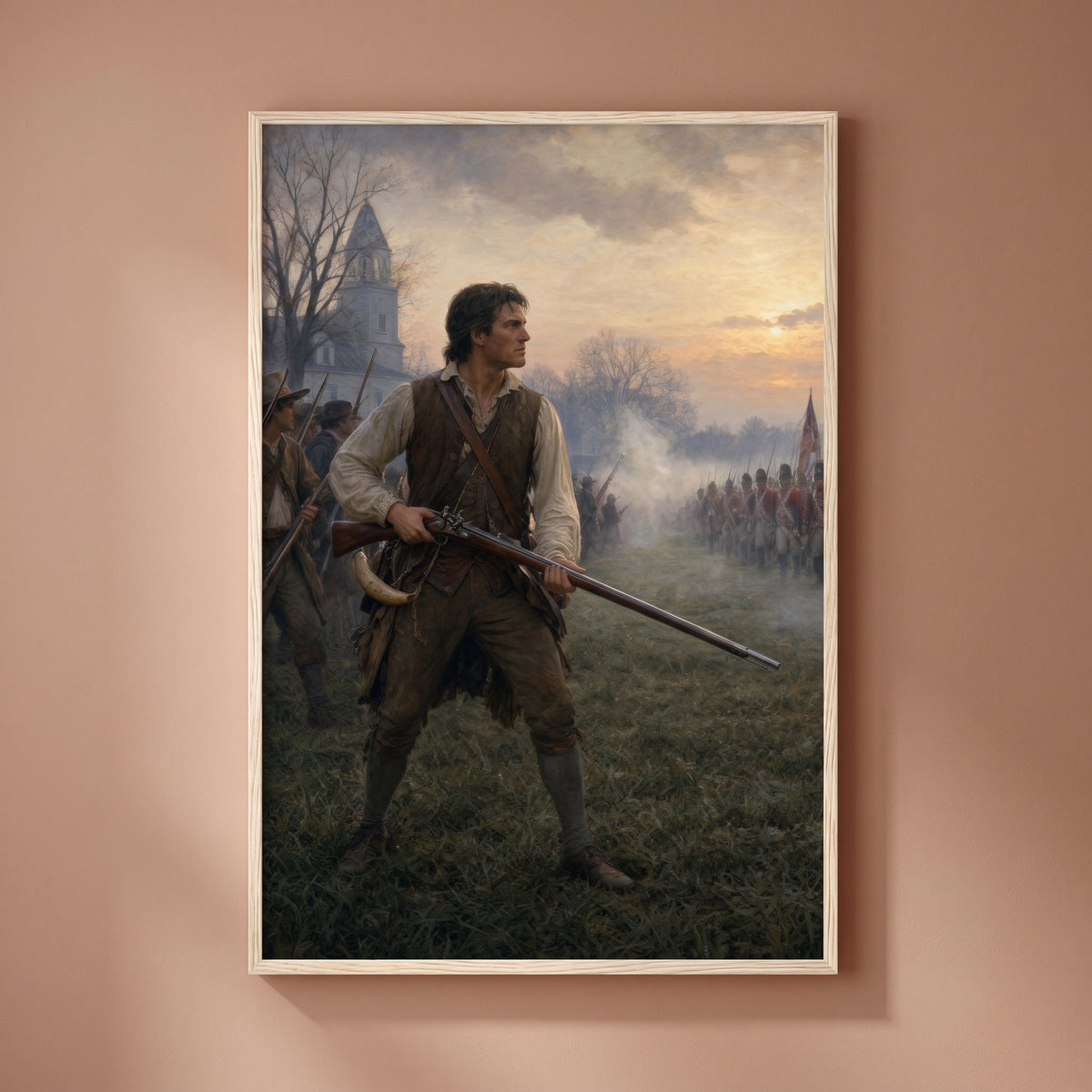 The Minuteman at Lexington framed print on a plain wall