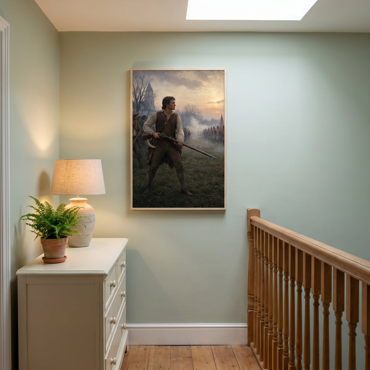 The Minuteman at Lexington framed print hanging in a home interior