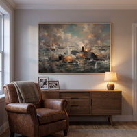 The Monitor vs. The Virginia framed print hanging in a home interior