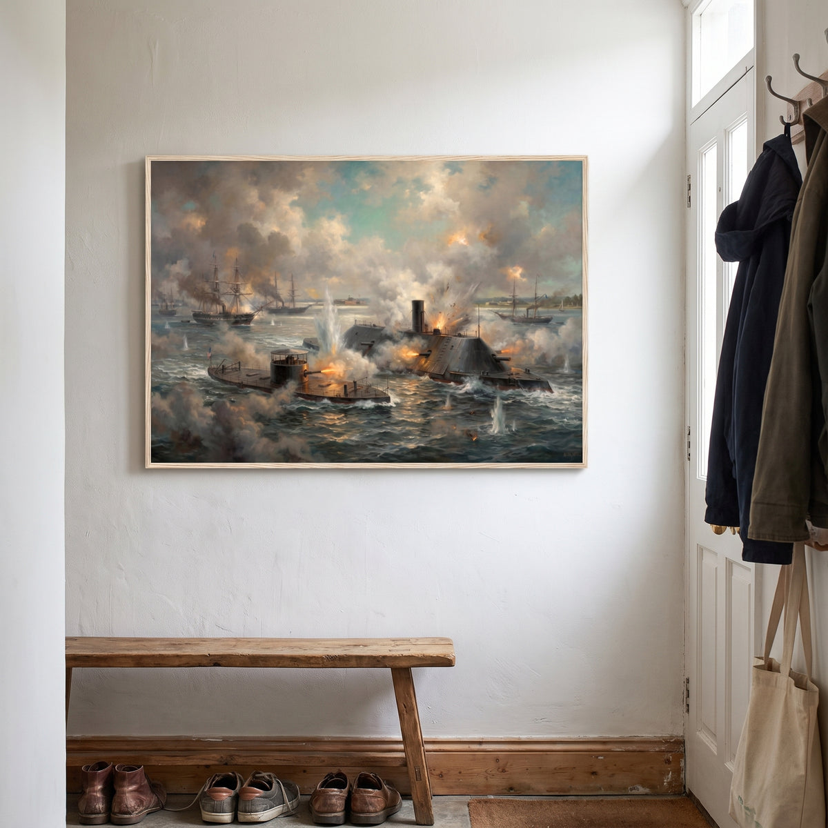 The Monitor vs. The Virginia framed print hanging in a home interior
