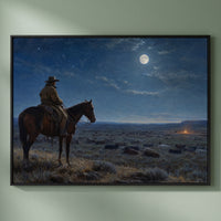 The Night Herder framed print on a plain wall