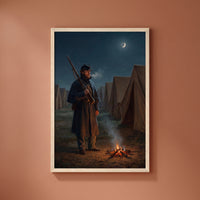 The Night Sentinel framed print on a plain wall