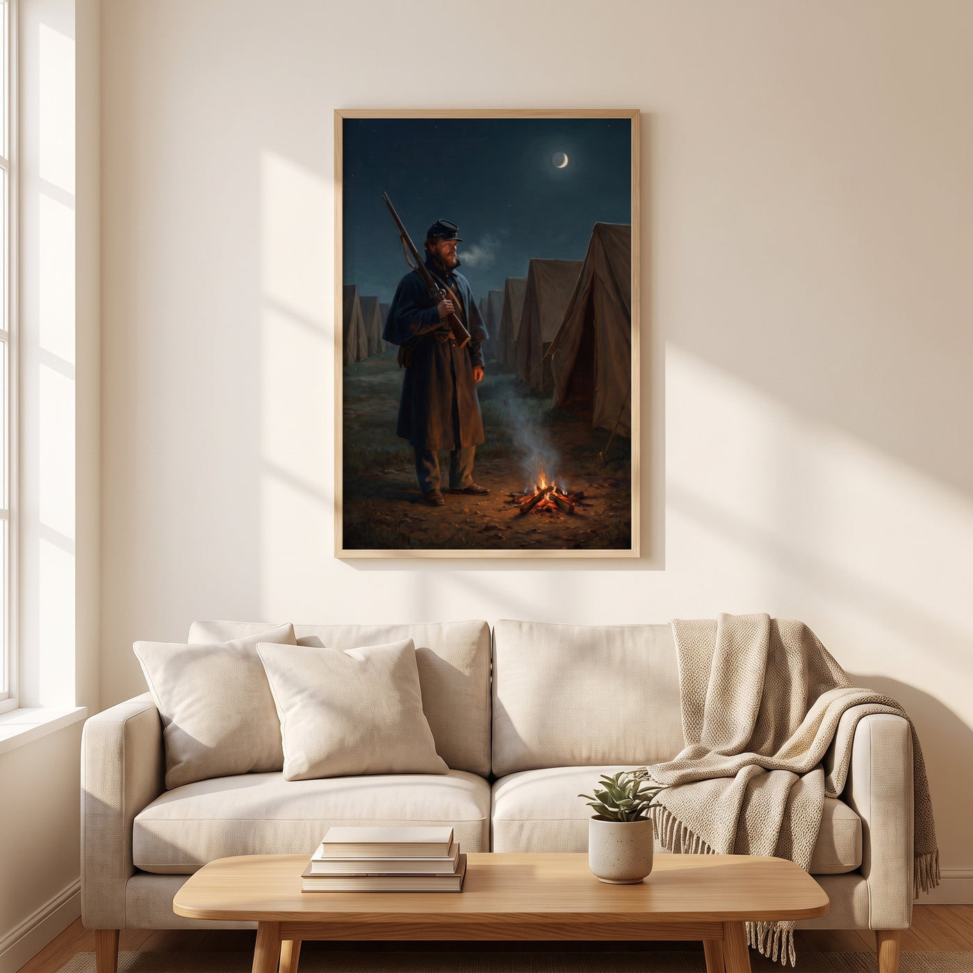 The Night Sentinel framed print hanging in a home interior