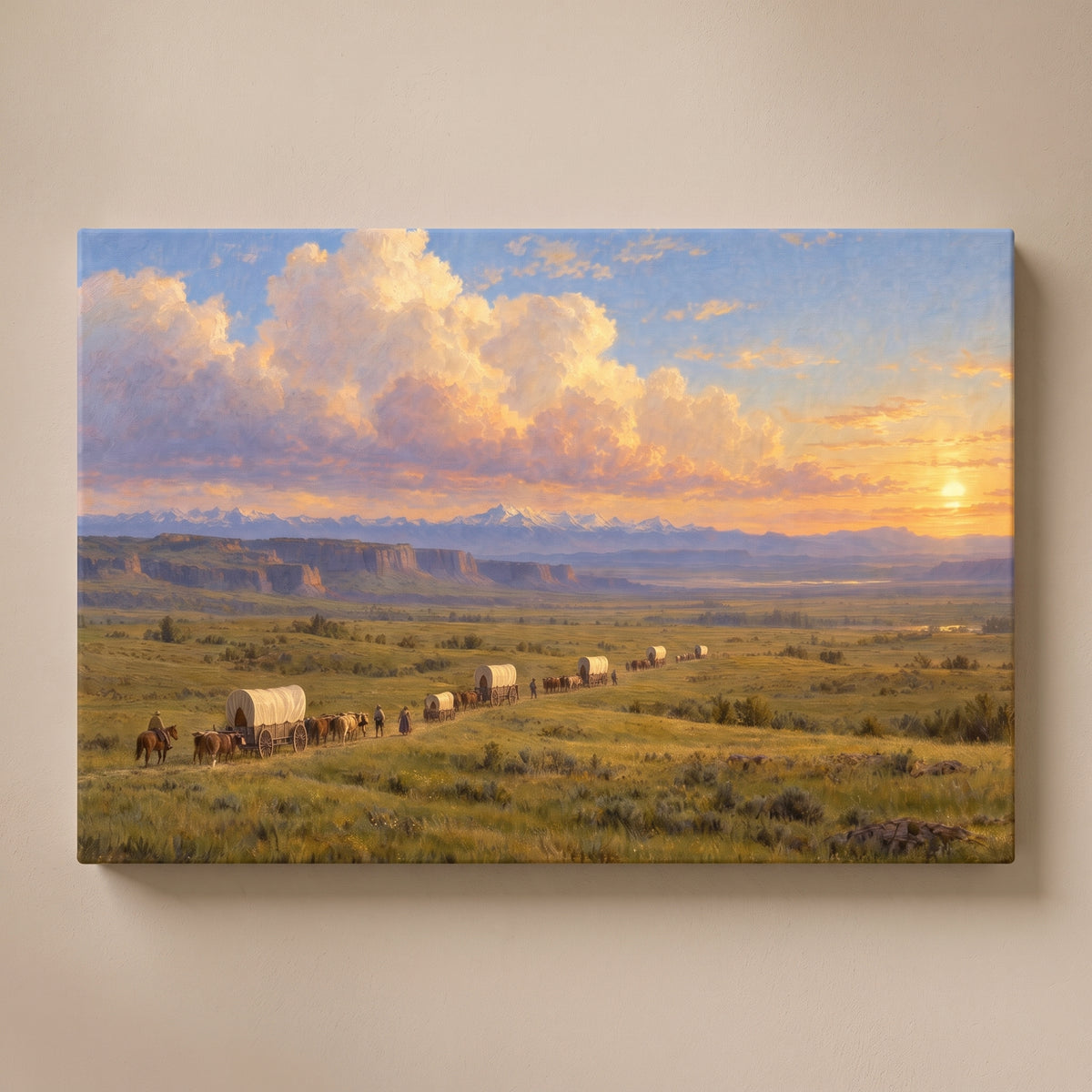 The Oregon Trail gallery-wrapped canvas print on a plain wall