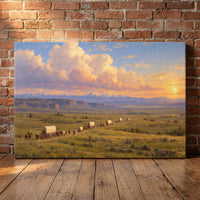 The Oregon Trail canvas print leaning against a wall