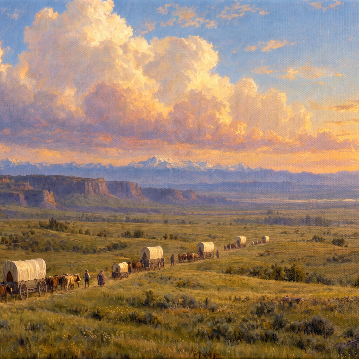 The Oregon Trail — close-up of the canvas weave and print detail