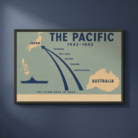 The Pacific — Minimalist framed print on a plain wall