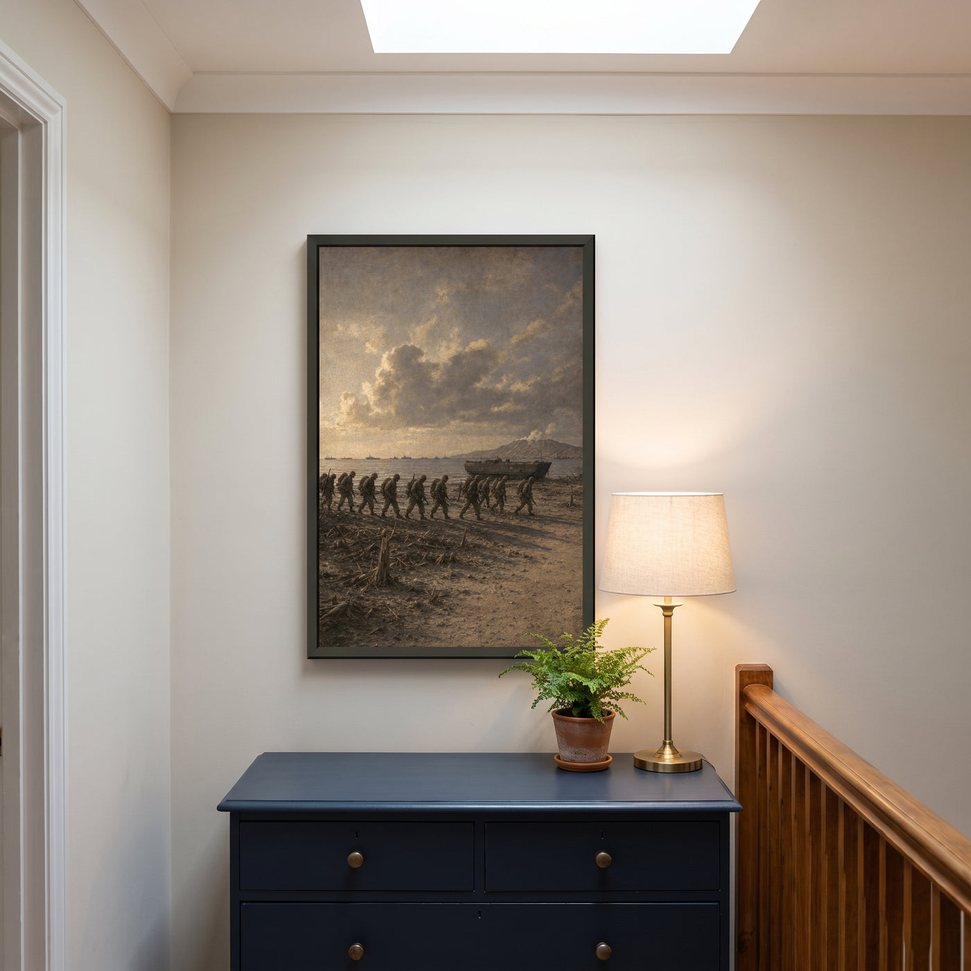 The Pacific Theatre framed print hanging in a home interior