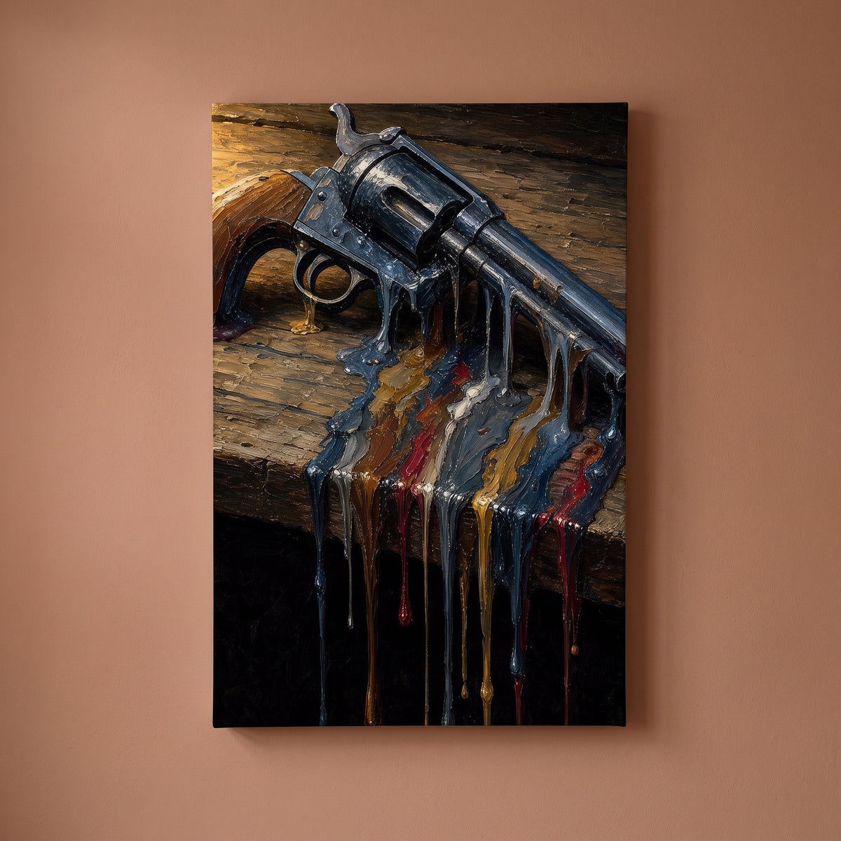The Peacemaker canvas print on a warm clay wall