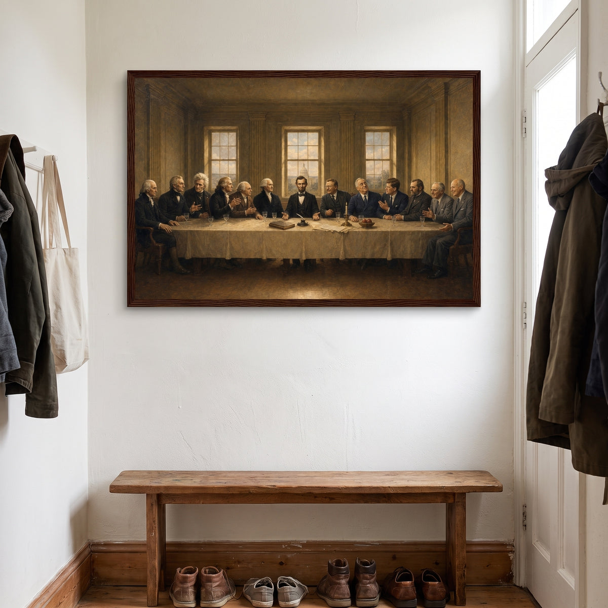 The Presidents' Table framed print hanging in a home interior