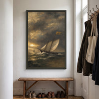 The Privateer Schooner framed print hanging in a home interior