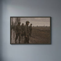 The Road to Dachau framed print on a plain wall